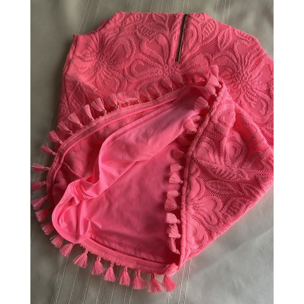 Lilly Pulitzer Maybelle Top SZ XXS Pink Floral Lace Tassel Fringe Sleeveless EUC - Picture 13 of 16